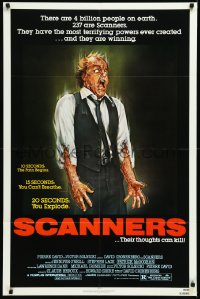 1a1342 SCANNERS 1sh 1981 David Cronenberg, in 20 seconds your head explodes, cool art by Joann!