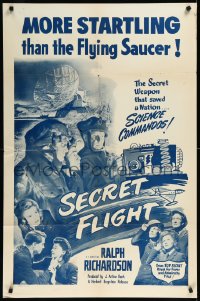 1a1343 SCHOOL FOR SECRETS 1sh 1952 a 1946 spy film made into flying saucer movie, Secret Flight!