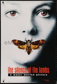 1a2626 SILENCE OF THE LAMBS style A teaser DS 1sh 1991 c/u of Jodie Foster with moth over mouth!