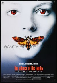 1a2627 SILENCE OF THE LAMBS style D DS 1sh 1991 creepy image of Jodie Foster with moth over mouth!