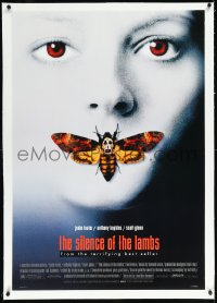 1a0161 SILENCE OF THE LAMBS linen style D 1sh 1991 creepy image of Jodie Foster with moth over mouth!