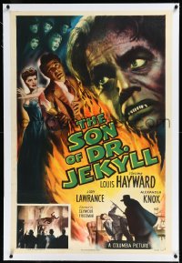 1a0162 SON OF DR. JEKYLL linen 1sh 1951 Louis Hayward, Jody Lawrance married a monster, great image!