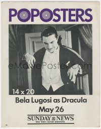 1a0491 SUNDAY NEWS 11x14 advertising poster 1968 Bela Lugosi as Dracula, New York Sunday News, rare!
