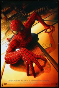 1a2632 SPIDER-MAN teaser 1sh 2002 Tobey Maguire climbing building, Sam Raimi, Marvel Comics!