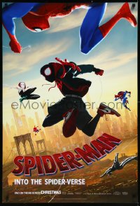 1a2637 SPIDER-MAN INTO THE SPIDER-VERSE teaser DS 1sh 2018 Cage in title role, falling into city!