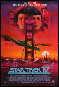 1a2642 STAR TREK IV 1sh 1986 art of Leonard Nimoy, Shatner & Klingon Bird-of-Prey by Bob Peak!