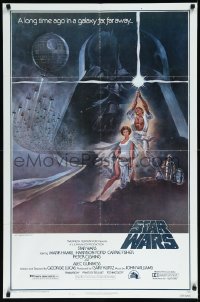 1a1363 STAR WARS style A fourth printing 1sh 1977 A New Hope, Jung art of Vader over Luke & Leia!