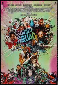 1a2665 SUICIDE SQUAD advance DS 1sh 2016 Smith, Leto as the Joker, Robbie, Kinnaman, cool art!