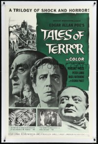 1a0169 TALES OF TERROR linen 1sh 1962 great images of Peter Lorre, Vincent Price & Basil Rathbone!
