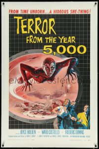 1a0170 TERROR FROM THE YEAR 5,000 linen 1sh 1958 great art of the hideous she-thing from time unborn!