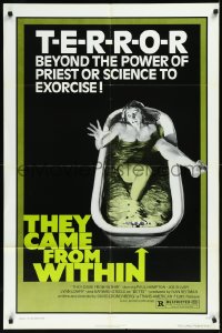 1a1373 THEY CAME FROM WITHIN 1sh 1976 David Cronenberg, art of terrified girl in bath tub!