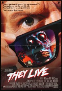 1a1374 THEY LIVE DS 1sh 1988 Rowdy Roddy Piper, John Carpenter, he's all out of bubblegum!