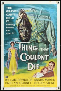 1a1377 THING THAT COULDN'T DIE 1sh 1958 great artwork of monster holding its own severed head!