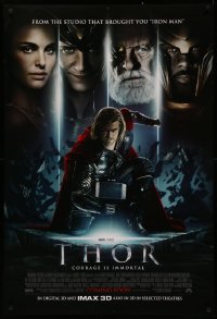 1a2676 THOR int'l advance DS 1sh 2011 cool image of Chris Hemsworth w/classic hammer, shows title!