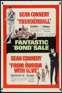 1a1378 THUNDERBALL/FROM RUSSIA WITH LOVE 1sh 1968 Bond sale of two of Sean Connery's best 007 roles!