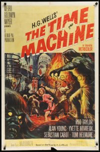 1a1379 TIME MACHINE 1sh 1960 H.G. Wells, George Pal, great Reynold Brown sci-fi artwork!