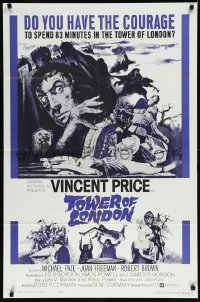 1a1381 TOWER OF LONDON 1sh 1962 Vincent Price, Roger Corman, montage of horror artwork!