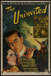 1a1383 UNINVITED 1sh 1944 Ray Milland, Ruth Hussey, first Gail Russell, rare!