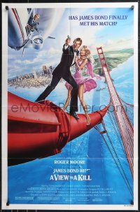 1a1387 VIEW TO A KILL style B 1sh 1985 Goozee art of Moore as Bond, Tanya Roberts & Walken!