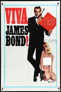 1a1388 VIVA JAMES BOND int'l 1sh 1970 artwork of Sean Connery & sexy blonde in see-through outfit!