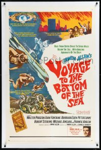 1a0176 VOYAGE TO THE BOTTOM OF THE SEA linen 1sh 1961 fantasy sci-fi art of scuba divers & monster!