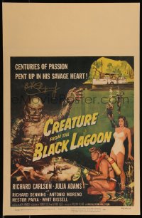 1a0227 CREATURE FROM THE BLACK LAGOON signed 2D WC 1954 by Ben Chapman, art of monster & Julia Adams!