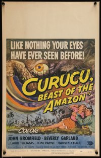 1a0229 CURUCU, BEAST OF THE AMAZON WC 1956 Universal horror, great monster art by Reynold Brown!