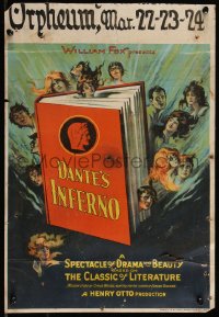 1a0230 DANTE'S INFERNO WC 1924 different montage art of people in Hell around source novel, rare!
