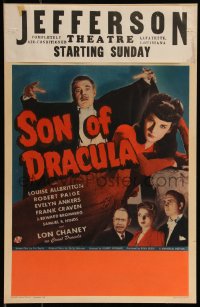1a0249 SON OF DRACULA WC 1943 Lon Chaney Jr. as Count Alucard looming over Louise Allbritton & cast!