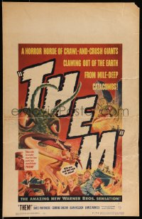 1a0254 THEM WC 1954 classic sci-fi, art of horror horde of giant bugs terrorizing people!