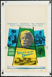 1a0257 VILLAGE OF THE DAMNED linen WC 1960 George Sanders won't leave those strange little kids alone!