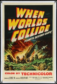 1a0181 WHEN WORLDS COLLIDE linen 1sh 1951 George Pal classic doomsday thriller, great artwork!
