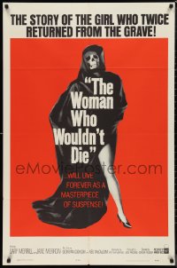 1a1396 WOMAN WHO WOULDN'T DIE 1sh 1965 wild life-sized image of Death skull face & sexy leg!