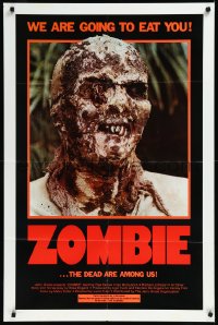 1a1398 ZOMBIE 1sh 1980 Zombi 2, Lucio Fulci classic, gross c/u of undead, we are going to eat you!