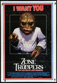 1a1400 ZONE TROOPERS 1sh 1985 Uncle Sam-like alien, parody of James Montgomery Flagg's I Want You!