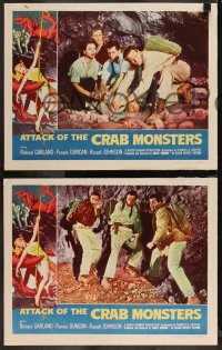 1a1019 ATTACK OF THE CRAB MONSTERS 4 LCs 1957 Roger Corman, classic border art, complete set!
