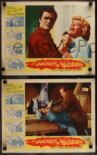 1a0906 BUCKET OF BLOOD 8 LCs 1959 Roger Corman, AIP, great comic cartoon border art, complete set!
