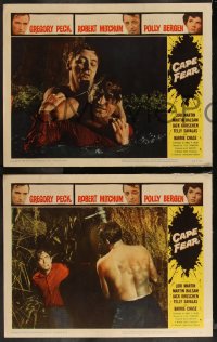1a0909 CAPE FEAR 8 LCs 1962 Gregory Peck, Robert Mitchum, Polly Bergen, classic film noir!