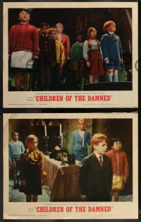 1a0913 CHILDREN OF THE DAMNED 8 LCs 1964 beware the creepy kid's eyes that paralyze, complete set!