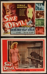 1a0981 SHE DEVIL 8 LCs 1957 sexy inhuman female monster who destroyed everything she touched!