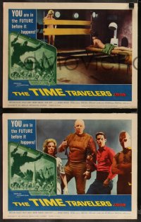 1a0991 TIME TRAVELERS 8 LCs 1964 science fiction with cool Reynold Brown border art!