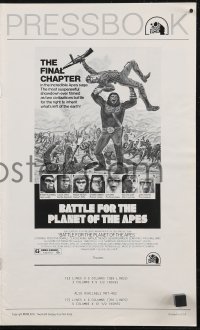 1a0611 BATTLE FOR THE PLANET OF THE APES pressbook 1973 great artwork of war between apes & humans!