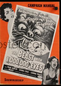 1a0612 BEAST WITH 1,000,000 EYES pressbook 1955 art of monster attacking sexy girl by Albert Kallis!