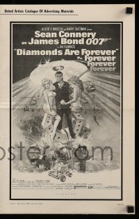 1a0622 DIAMONDS ARE FOREVER pressbook 1971 McGinnis art of Sean Connery as James Bond 007!