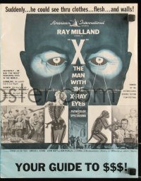 1a0670 X: THE MAN WITH THE X-RAY EYES pressbook 1963 Ray Milland strips souls & bodies, cool art!