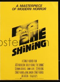 1a0513 SHINING screening program 1980 Stephen King, Stanley Kubrick, Jack Nicholson, Saul Bass art!