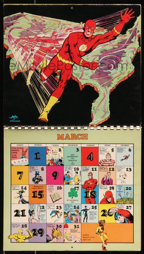 1a0508 DC COMICS spiralbound calendar 1976 Super DC