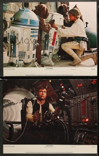 1b0766 STAR WARS 2 color 11x14 stills 1977 Luke Skywalker w/Jawas, Han in the Millennium Falcon!