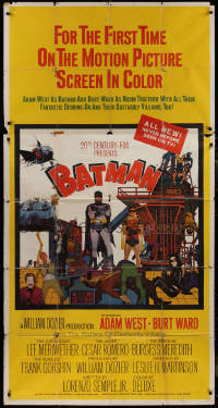 1b0447 BATMAN 3sh 1966 Adam West & Burt Ward, villains Meriwether, Romero, Meredith & Gorshin, rare!