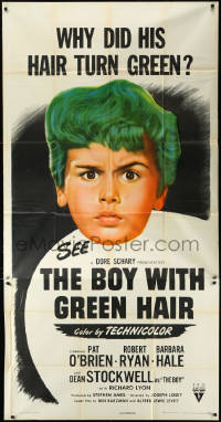 1b0451 BOY WITH GREEN HAIR 3sh 1948 huge headshot of Dean Stockwell, who wants to end war, rare!